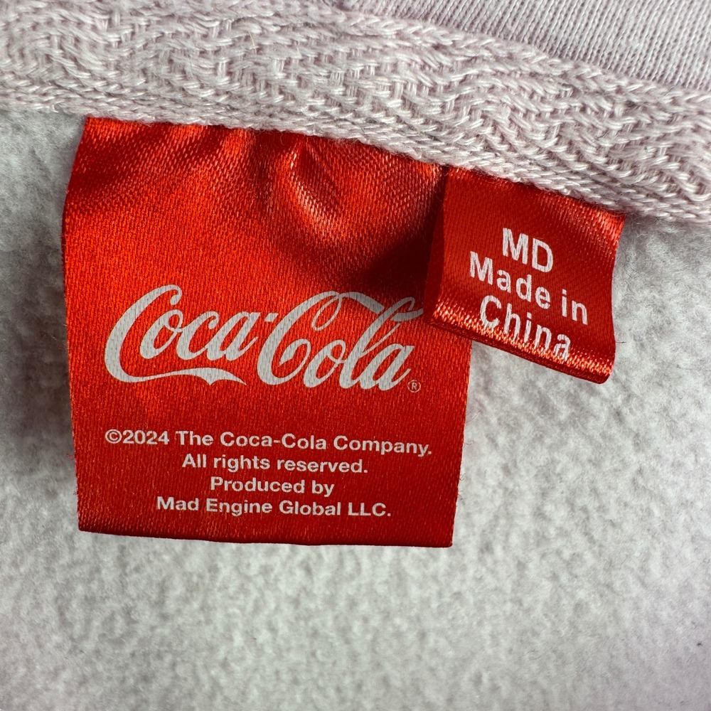 Coca-Cola Cherry Coke Hoodie Women Medium Pink Zip Up Cropped Fleece Sweatshirt - Picture 7 of 10